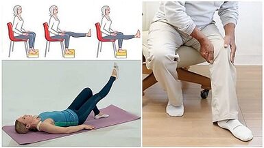 Therapeutic gymnastics with knee articulation arthrosis